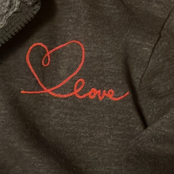 Ellen DeGeneres Love Grey hoodie size 1X, heart sweater, zippered - Picture 3 of 7